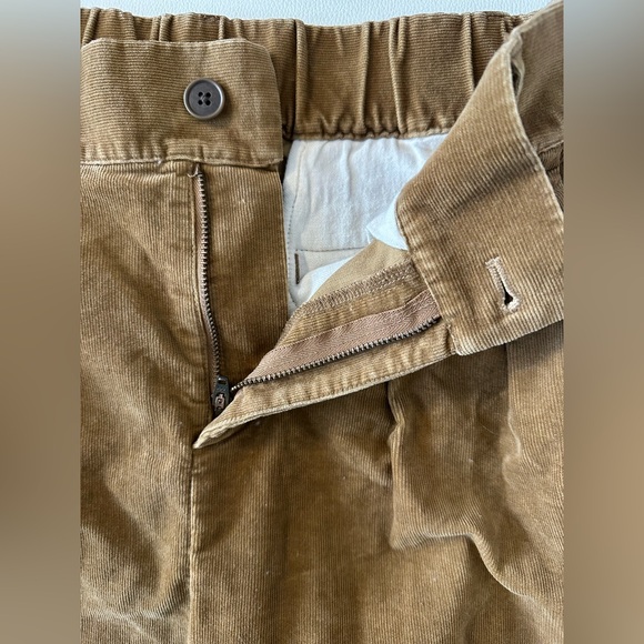 MUJI Corduroy Wide Leg Pants High Rise Pleated Brown XS Elastic Waist - Picture 6 of 9